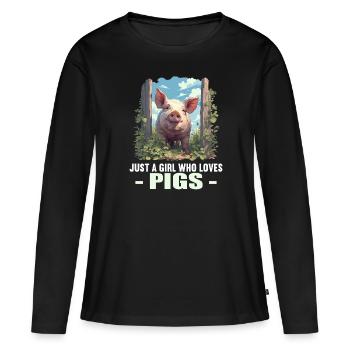 Cochon Cochon - T-shirt manches longues Premium bio Femme - noir - Devant - Julia (174cm)