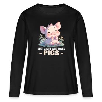 Cochon Cochon - T-shirt manches longues Premium bio Femme - noir - Devant - Julia (174cm)