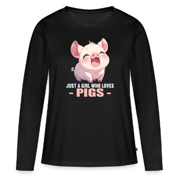 Cochon Cochon - T-shirt manches longues Premium bio Femme - noir - Devant - Julia (174cm)