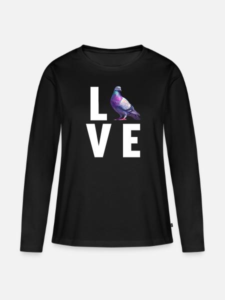 Tauben Taube - Frauen Premium Bio Langarmshirt - Schwarz