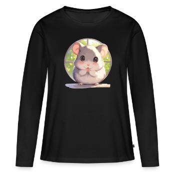 Rat Rat - T-shirt manches longues Premium bio Femme - noir - Devant - Julia (174cm)