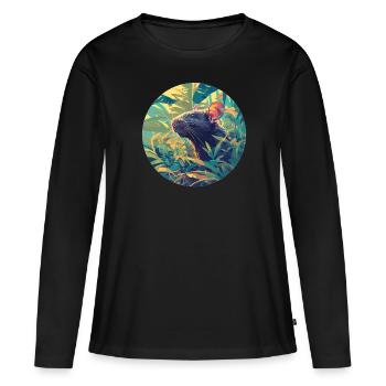 Rat Rat - T-shirt manches longues Premium bio Femme - noir - Devant - Julia (174cm)
