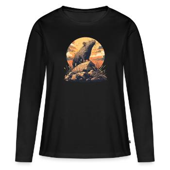 Rat Rat - T-shirt manches longues Premium bio Femme - noir - Devant - Julia (174cm)