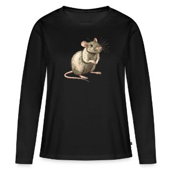 Rat Rat - T-shirt manches longues Premium bio Femme - noir - Devant - Julia (174cm)