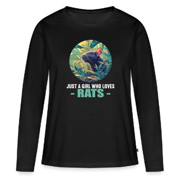 Rat Rat - T-shirt manches longues Premium bio Femme - noir - Devant - Julia (174cm)