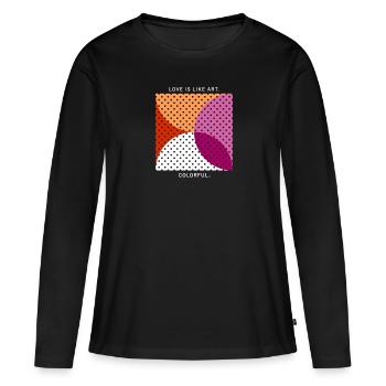 Love Is Like Art - Colorful - LGBTQ Lesbian Pride - Women's Premium Organic Long Sleeve Shirt - black - Front - Julia (174cm)