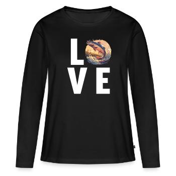 Saumon Saumon - T-shirt manches longues Premium bio Femme - noir - Devant - Julia (174cm)