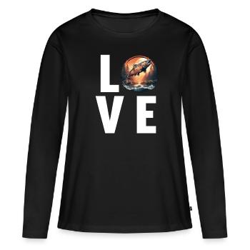 Saumon Saumon - T-shirt manches longues Premium bio Femme - noir - Devant - Julia (174cm)