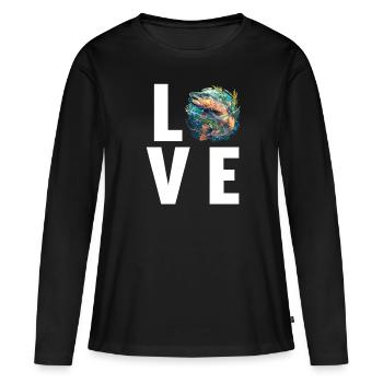 Saumon Saumon - T-shirt manches longues Premium bio Femme - noir - Devant - Julia (174cm)