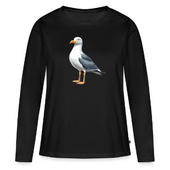Mouettes Mouette - T-shirt manches longues Premium bio Femme - noir - Devant - Julia (174cm)