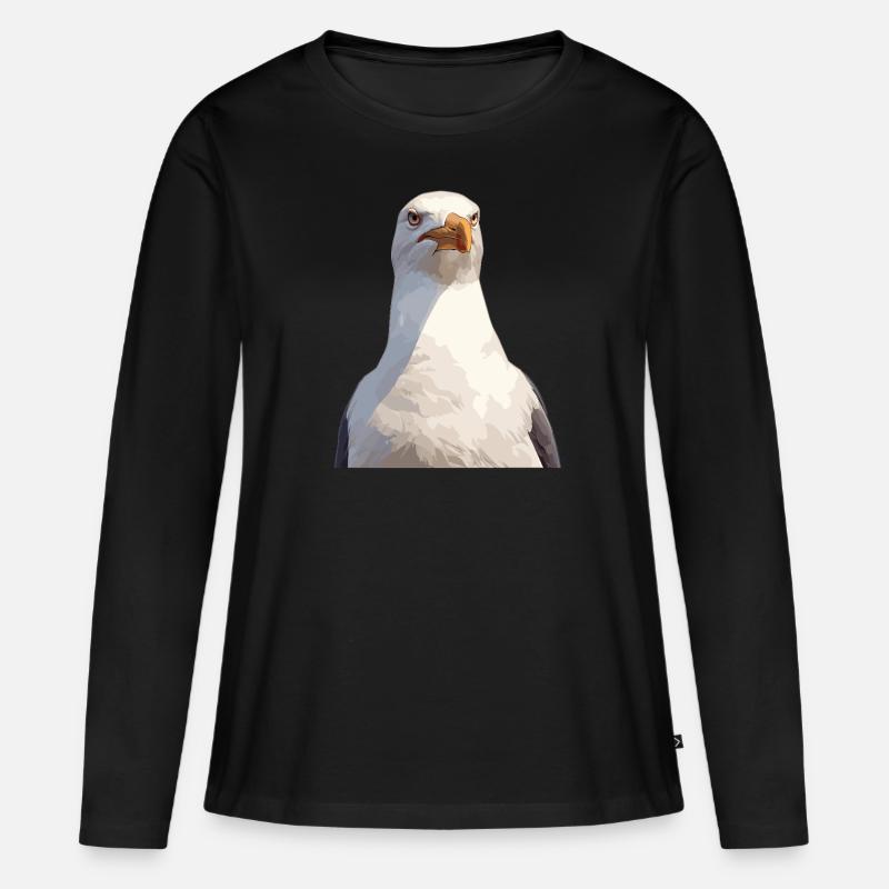 Möwen Möwe - Frauen Premium Bio Langarmshirt - Schwarz
