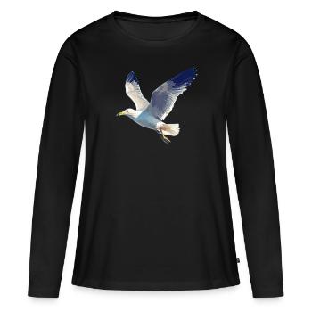 Mouettes Mouette - T-shirt manches longues Premium bio Femme - noir - Devant - Julia (174cm)