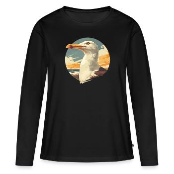Mouettes Mouette - T-shirt manches longues Premium bio Femme - noir - Devant - Julia (174cm)