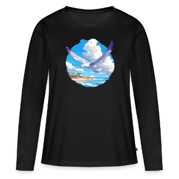 Mouettes Mouette - T-shirt manches longues Premium bio Femme - noir - Devant - Julia (174cm)