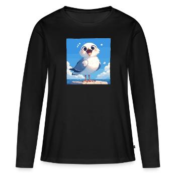 Mouettes Mouette - T-shirt manches longues Premium bio Femme - noir - Devant - Julia (174cm)