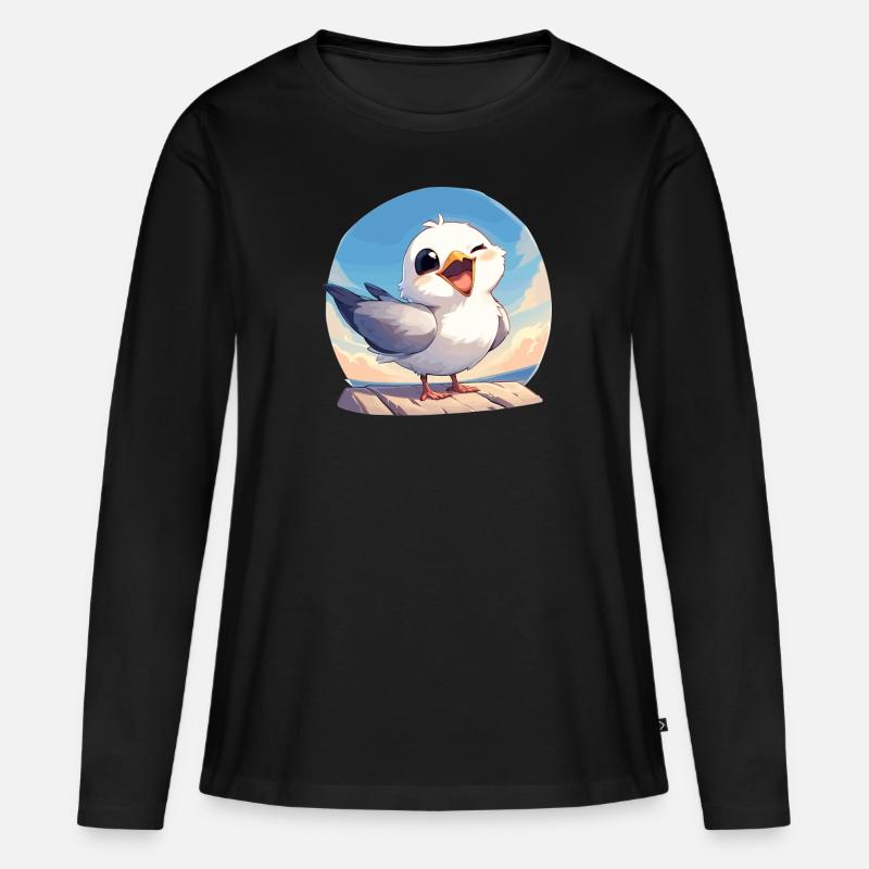 Möwen Möwe - Frauen Premium Bio Langarmshirt - Schwarz