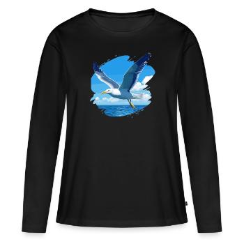 Mouettes Mouette - T-shirt manches longues Premium bio Femme - noir - Devant - Julia (174cm)
