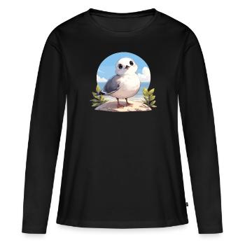 Mouettes Mouette - T-shirt manches longues Premium bio Femme - noir - Devant - Julia (174cm)