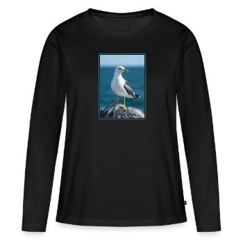 Mouettes Mouette - T-shirt manches longues Premium bio Femme - noir - Devant - Julia (174cm)