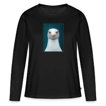 Mouettes Mouette - T-shirt manches longues Premium bio Femme - noir - Devant - Julia (174cm)