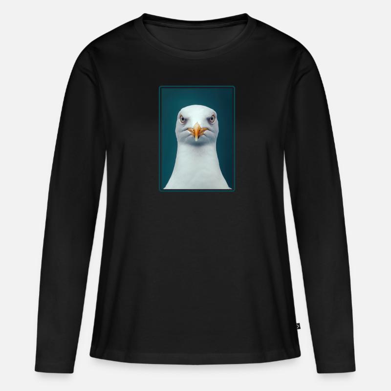 Möwen Möwe - Frauen Premium Bio Langarmshirt - Schwarz