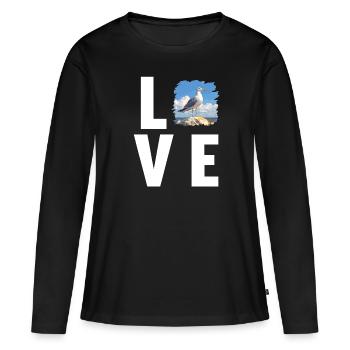 Mouettes Mouette - T-shirt manches longues Premium bio Femme - noir - Devant - Julia (174cm)