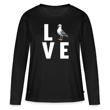 Mouettes Mouette - T-shirt manches longues Premium bio Femme - noir - Devant - Julia (174cm)