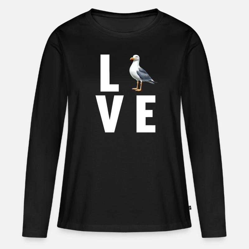 Möwen Möwe - Frauen Premium Bio Langarmshirt - Schwarz