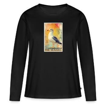 Mouettes Mouette - T-shirt manches longues Premium bio Femme - noir - Devant - Julia (174cm)