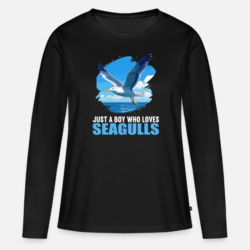 Möwen Möwe - Frauen Premium Bio Langarmshirt - Schwarz