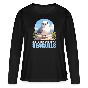 Mouettes Mouette - T-shirt manches longues Premium bio Femme - noir - Devant - Julia (174cm)