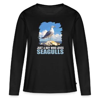 Mouettes Mouette - T-shirt manches longues Premium bio Femme - noir - Devant - Julia (174cm)