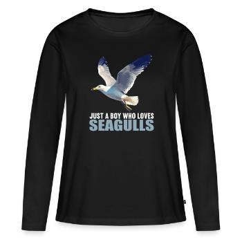 Mouettes Mouette - T-shirt manches longues Premium bio Femme - noir - Devant - Julia (174cm)