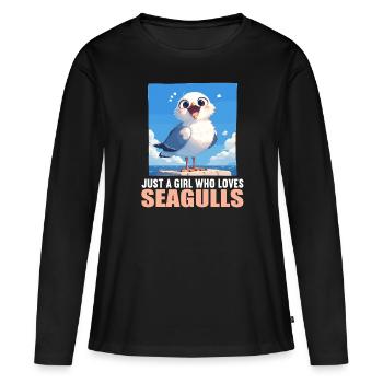 Mouettes Mouette - T-shirt manches longues Premium bio Femme - noir - Devant - Julia (174cm)
