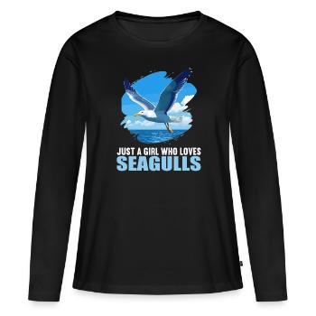 Mouettes Mouette - T-shirt manches longues Premium bio Femme - noir - Devant - Julia (174cm)