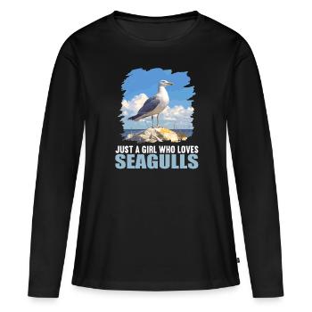 Mouettes Mouette - T-shirt manches longues Premium bio Femme - noir - Devant - Julia (174cm)