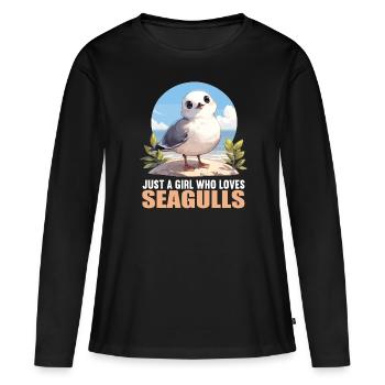 Mouettes Mouette - T-shirt manches longues Premium bio Femme - noir - Devant - Julia (174cm)