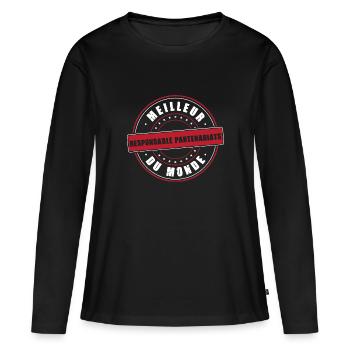 Meilleur Responsable Partenariats du monde métier - T-shirt manches longues Premium bio Femme - noir - Devant - Julia (174cm)
