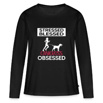 Canicross dogrun laufen mit Hund canicrossgirl - Frauen Premium Bio Langarmshirt - Schwarz - Vorne - Julia (174cm)