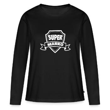 Insigne pour Marko Prénom Armoiries - T-shirt manches longues Premium bio Femme - noir - Devant - Julia (174cm)