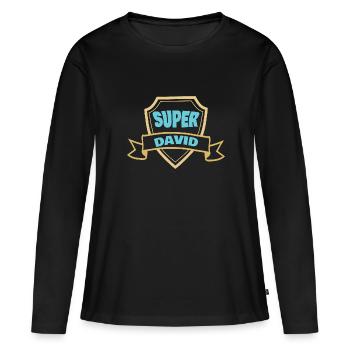 David - Frauen Premium Bio Langarmshirt - Schwarz - Vorne - Julia (174cm)
