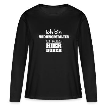Profession : Concepteur de médias - T-shirt manches longues Premium bio Femme - noir - Devant - Julia (174cm)
