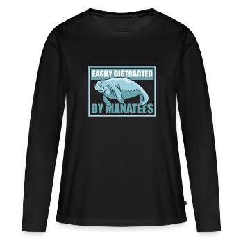 Durch Seekühe abgelenkt Süßer Seekuh Funny Sea - Frauen Premium Bio Langarmshirt - Schwarz - Vorne - Julia (174cm)
