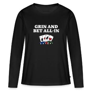 Grin et Bet All In Poker Stratégie Poker Player - T-shirt manches longues Premium bio Femme - noir - Devant - Julia (174cm)