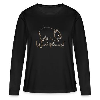 Wombatilicious, ironique, mignon, australien, - T-shirt manches longues Premium bio Femme - noir - Devant - Julia (174cm)