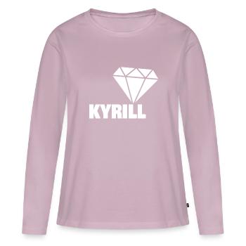 Noble Cyrille - T-shirt manches longues Premium bio Femme - rose poudré - Devant - Julia (174cm)