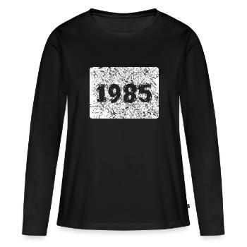 1985 1985 - T-shirt manches longues Premium bio Femme - noir - Devant - Julia (174cm)