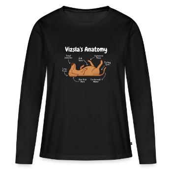 Anatomie d’un Vizsla - T-shirt manches longues Premium bio Femme - noir - Devant - Julia (174cm)