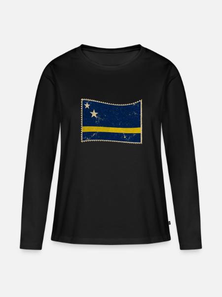 Curaçao - Frauen Premium Bio Langarmshirt - Schwarz