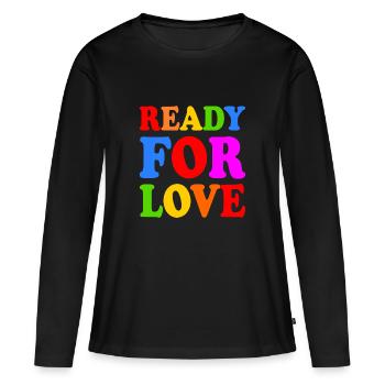 Ready for love - Frauen Premium Bio Langarmshirt - Schwarz - Vorne - Julia (174cm)